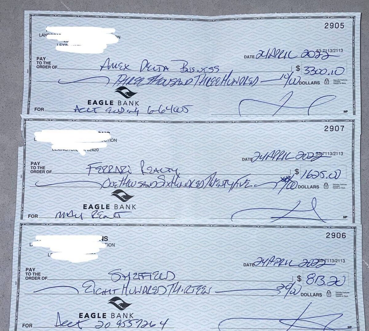 EAGLE BANK DEPOSIT CHECK